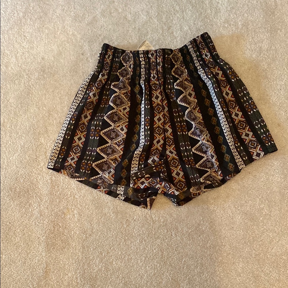 SHEIN High Waist Brown Black Aztec Shorts